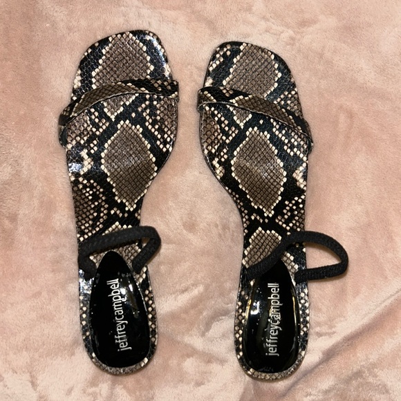 Jeffrey Campbell Shoes - Jeffrey Campbell Black and Brown Snakeskin Slide Sandals